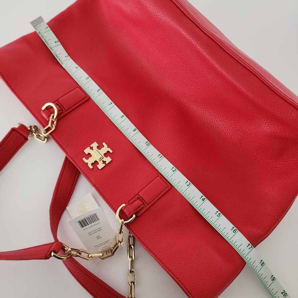 NWT Tory Burch Mercer Leather Tote In Vermillion Red - Picture 11 of 11